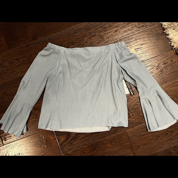 Denim Off the Shoulder Blouse - Picture 1 of 3